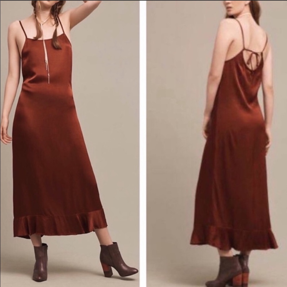 Anthropologie Lacausa rust Arcadian midi dress
